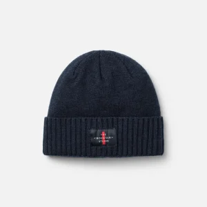 Oblíbený The Mountain Studio CASHMERE MIX CROSS LOGO BEANIE (Modrá) - Čepice Endorphin Republic