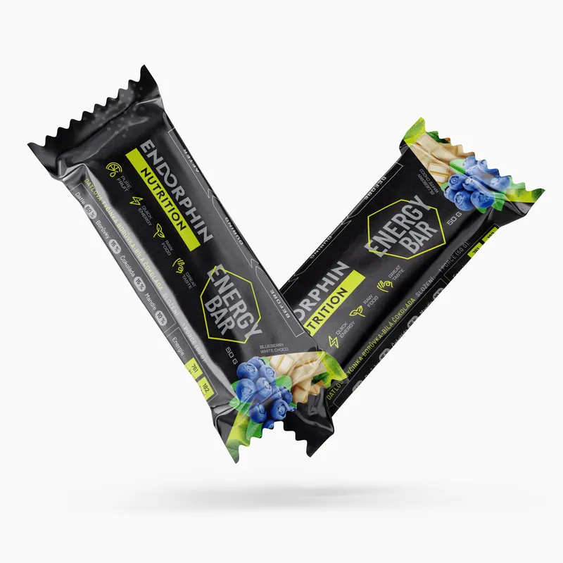 Značkový Energy Bar - Přírodní energetická tyčinka Endorphin Nutrition - Datlová tyčinka borůvka-bílá čokoláda 50g Endorphin Republic