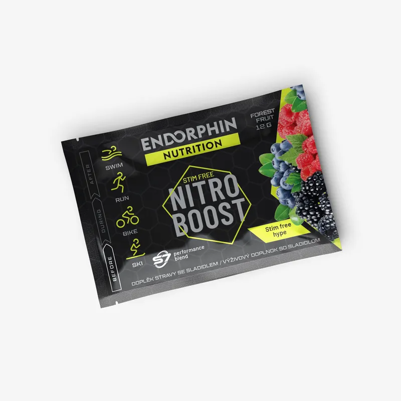 Novinka Nitro Boost - Přírodní předtréninkový stimulant Endorphin Nutrition - Energetický nápoj Jedna porce 12g Příchuť lesní ovoce Endorphin Republic