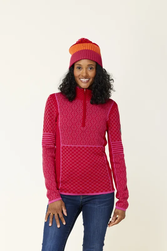 Krimson Klover Pow Zip Neck (Červená) - Dámská mikina Endorphin Republic Rychlé Dodání