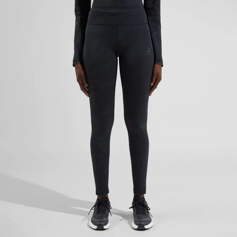 Pouze Dnes Odlo Tights ZEROWEIGHT PRINT REFLECTIVE (Černá) - Dámské běžecké kalhoty Endorphin Republic
