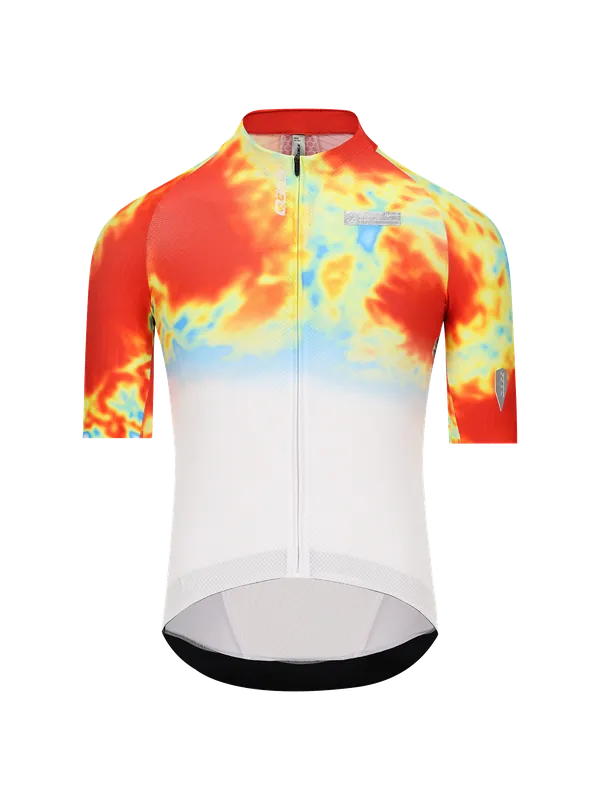 Sezónní Sleva Q36.5 Gregarius Clima Weathermap Jersey Man (Bílá) - Pánský cyklistický dres Endorphin Republic