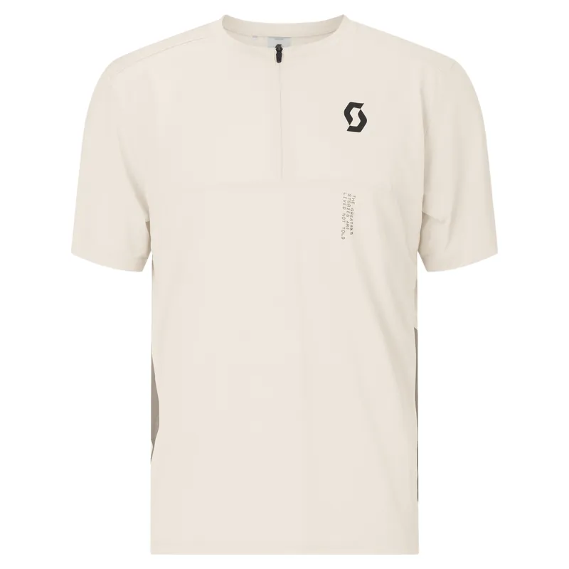 Cenově Výhodný SCOTT Tee M‘s Vertic Zip SS (Bílá) - Pánské cyklistické triko Endorphin Republic