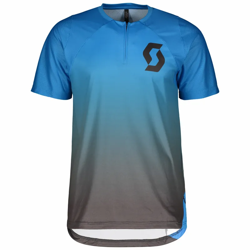 SCOTT Shirts M‘s Trail Vertic Zip s/sl (Modrá) - Pánské cyklistické triko s krátkým rukávem Endorphin Republic Pouze Dnes