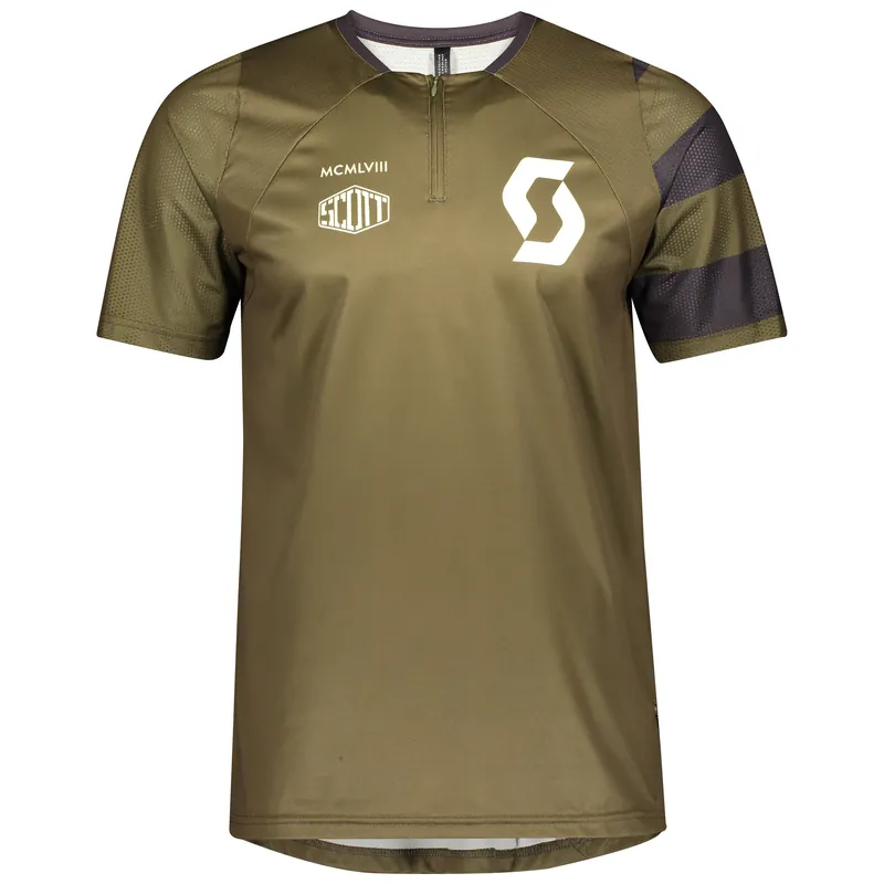 SCOTT Shirt M‘s Trail Vertic Zip s/sl (Zelená) - Volný cyklistický dres se zipem Endorphin Republic Expresní Doručení