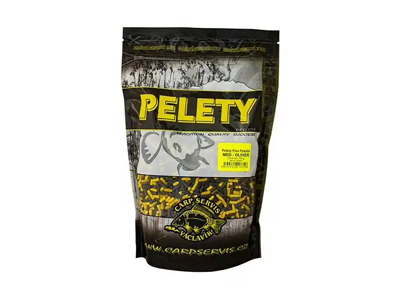 Odeslání Ihned CARP SERVIS VÁCLAVÍK Pelety Fluo Feeder 700g Med-Oliheň