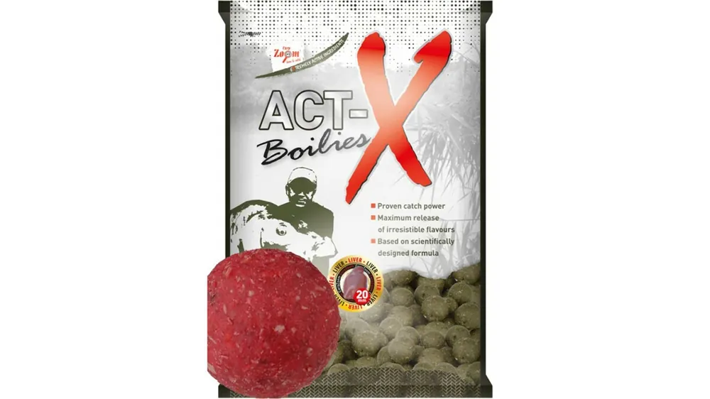 Carp Zoom Act-X Boilies - 800 g/16 mm/Jahoda Finální Výprodej