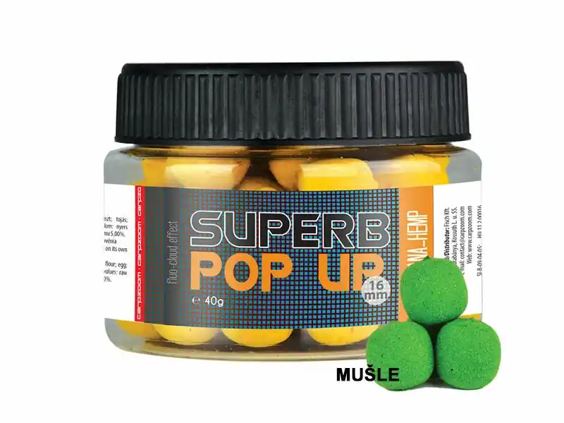 Carp Zoom Superb Pop Ups - 40 g/16 mm/Mušle Tovární Cena