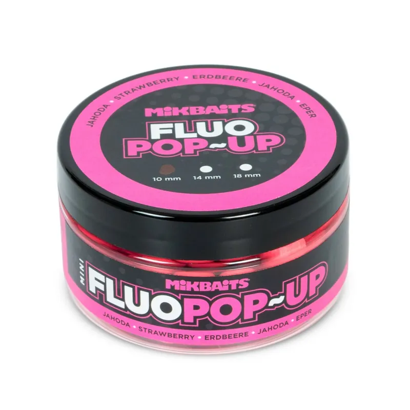 MIKBAITS Mini Plovoucí fluo boilie 100ml - Jahoda 10mm Jen Po Omezenou Doba