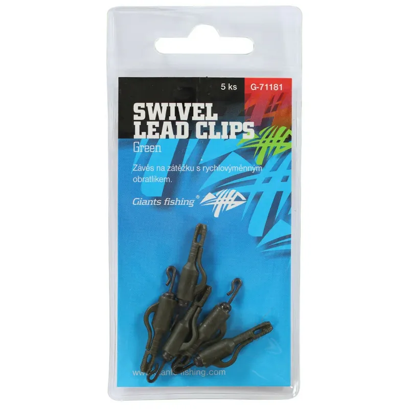 Giants fishing Závěs na boční olovo Swivel Lead Clips Green 5ks Nejlepší Cena