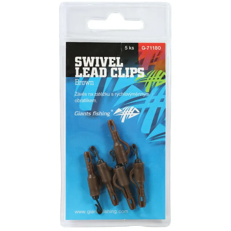 Jen Po Omezenou Doba Giants fishing Závěs na boční olovo Swivel Lead Clips Brown 5ks