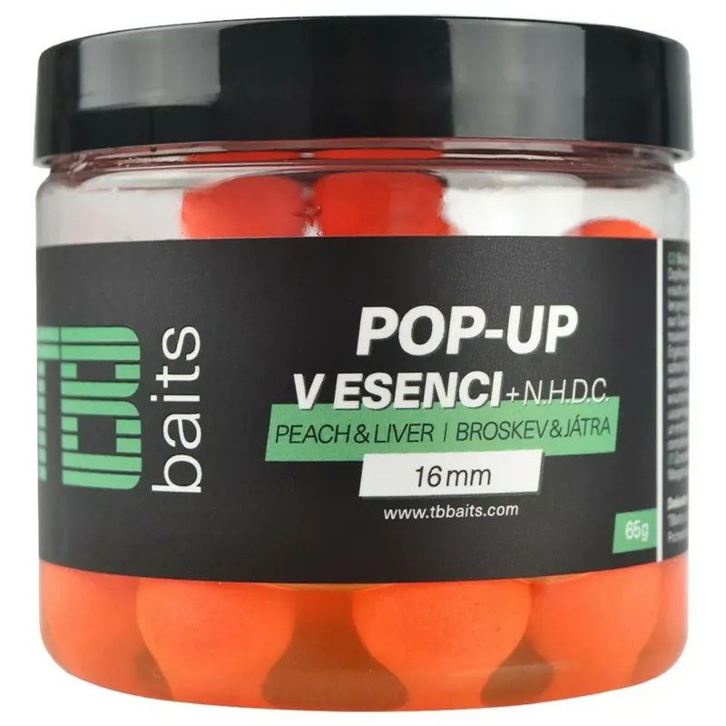 Hit Sezóny TB Baits Plovoucí Boilie Pop-Up Orange Peach Liver + NHDC 65 g 16 mm