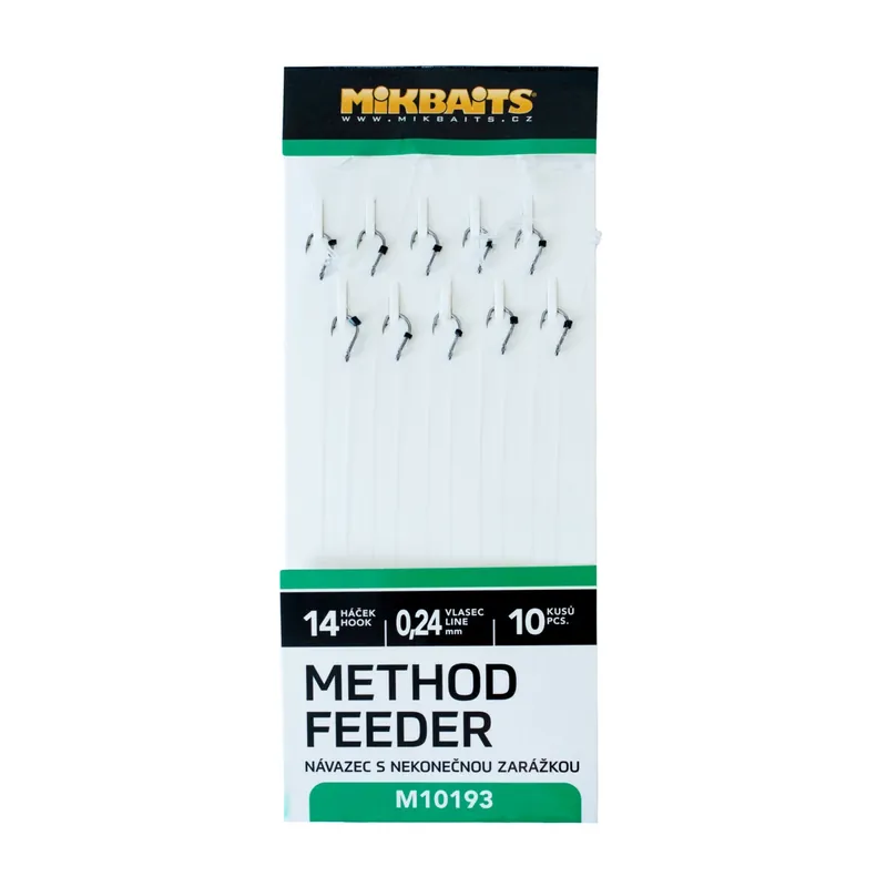 Mikbaits s.r.o. Method Feeder návazce - Návazce č.14 s nekonečnou zarážkou 10ks Objednat Nyní