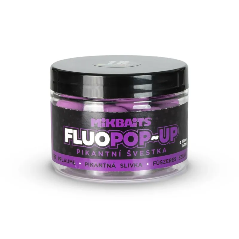 MIKBAITS Plovoucí fluo boilie 150ml - Pikantní švestka 18mm Odeslání Ihned
