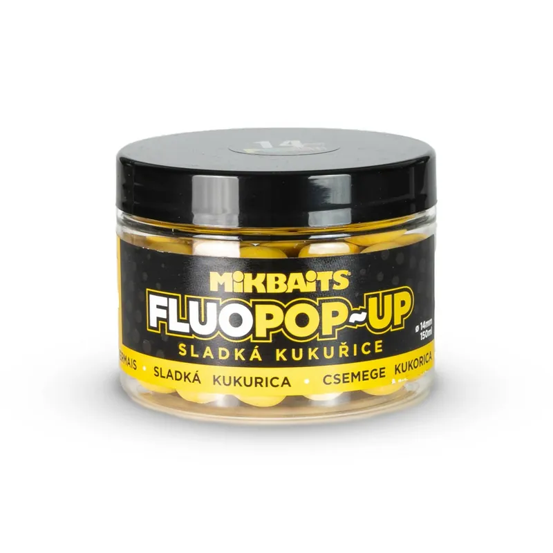 MIKBAITS Plovoucí fluo boilie 150ml - Sladká kukuřice 14mm Originální