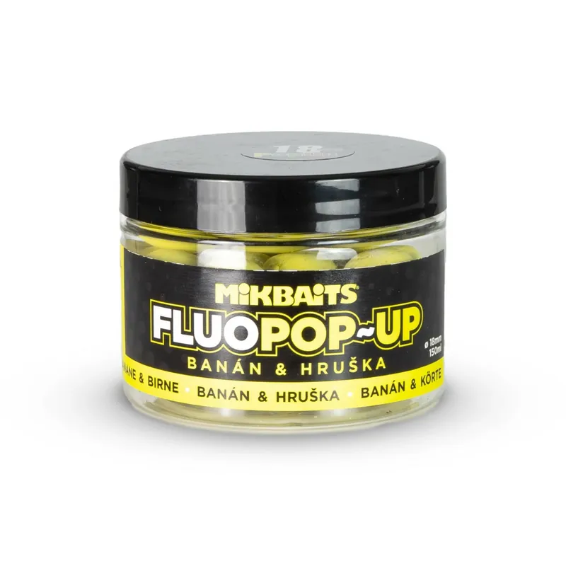 Dokud Zásoby Vydrží MIKBAITS Plovoucí fluo boilie 150ml - Banán Hruška 18mm
