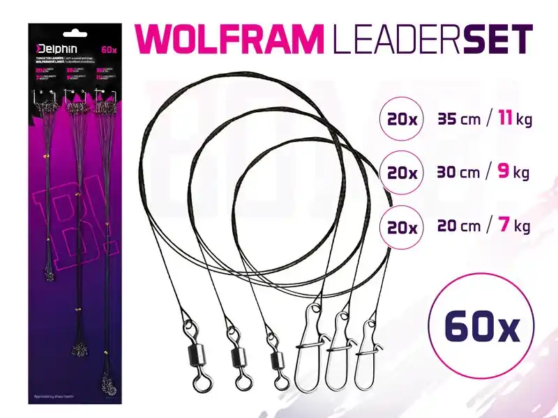 Víkendová Akce DELPHIN Set wolframových lanek BOMB! S obratl. a karabinkou