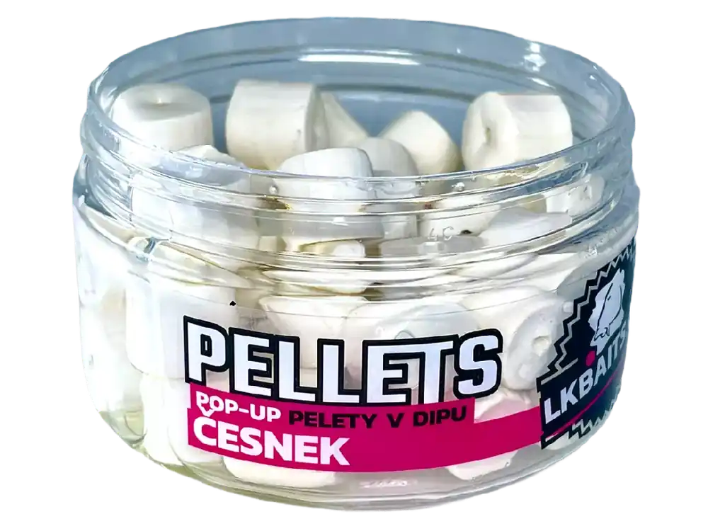 LK Baits POP-UP Pelety v dipu Česnek 12mm, 40g Zlevněný