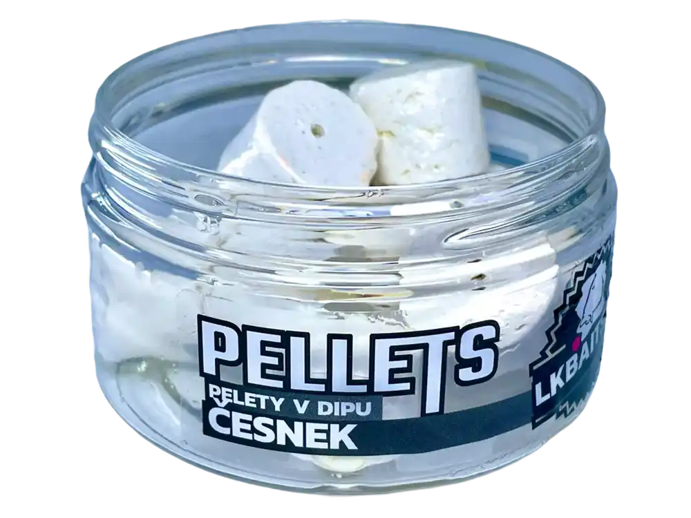 LK Baits Pelety v dipu Česnek 17mm, 60g Víkendová Akce