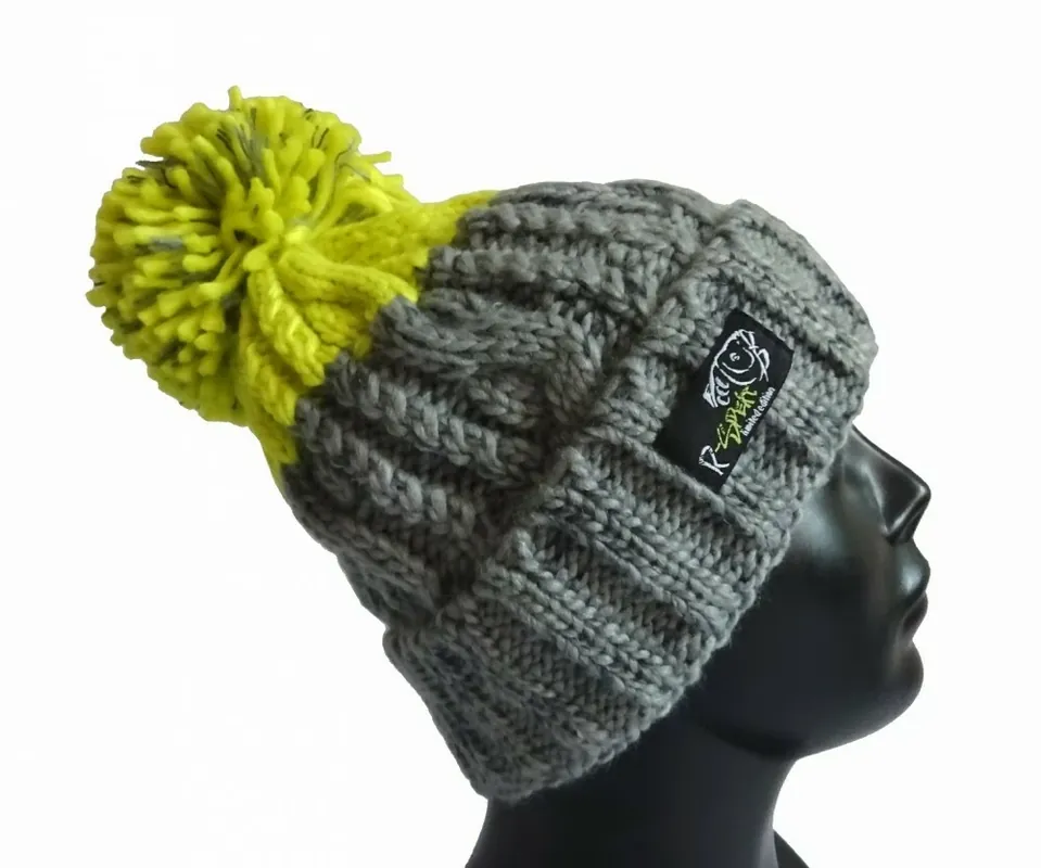 R-SPEKT Kulich MAXI PomPom beanie šedý citron Novinka