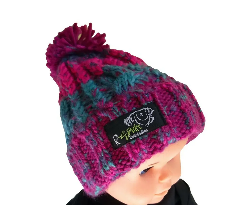 R-SPEKT Dětský kulich MAXI PomPom beanie modrovínový Poslední Šance