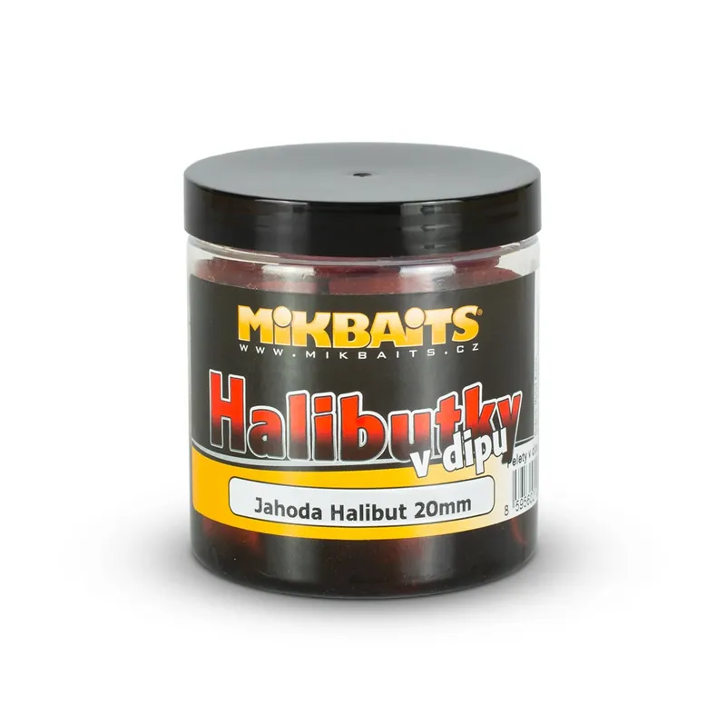 Víkendová Akce MIKBAITS Halibutky v dipu 250ml - Jahoda Halibut 20mm