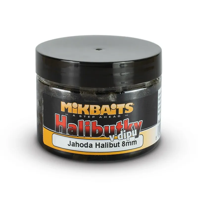 Sleva MIKBAITS Halibutky v dipu 150ml - Jahoda Halibut 8mm