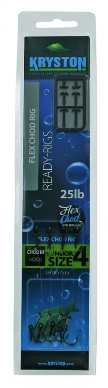 Ihned K Objednání Kryston hotové návazce - 4ks Flex Chod Rig Long 25lb háček č. 4