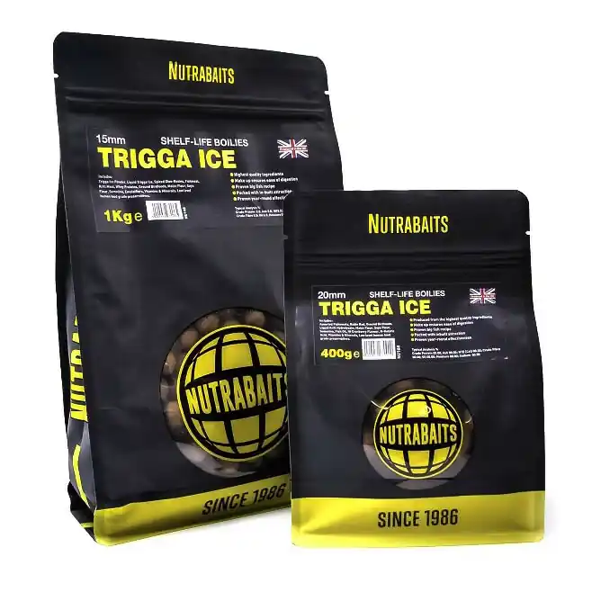 Nutrabaits trvanlivé boilie 1kg - Trigga Ice 18mm Vysoce Kvalitní