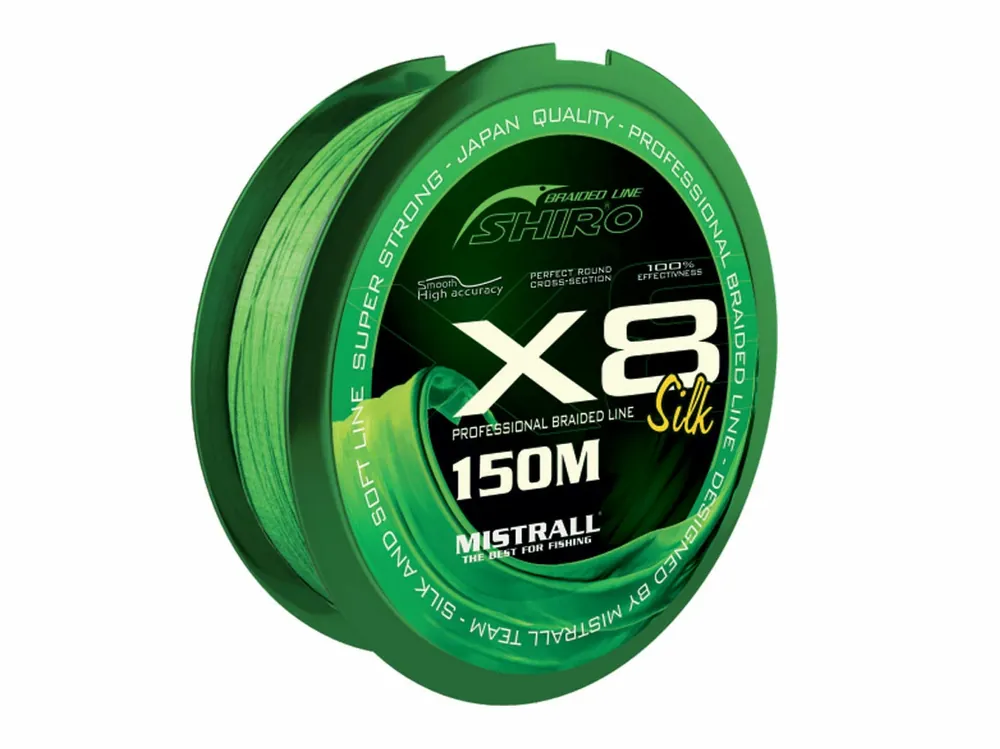 Mistrall pletená šňůra Shiro Silk X8, 150 m, průměr 0,10 mm, zelená Dokud Zásoby Vydrží