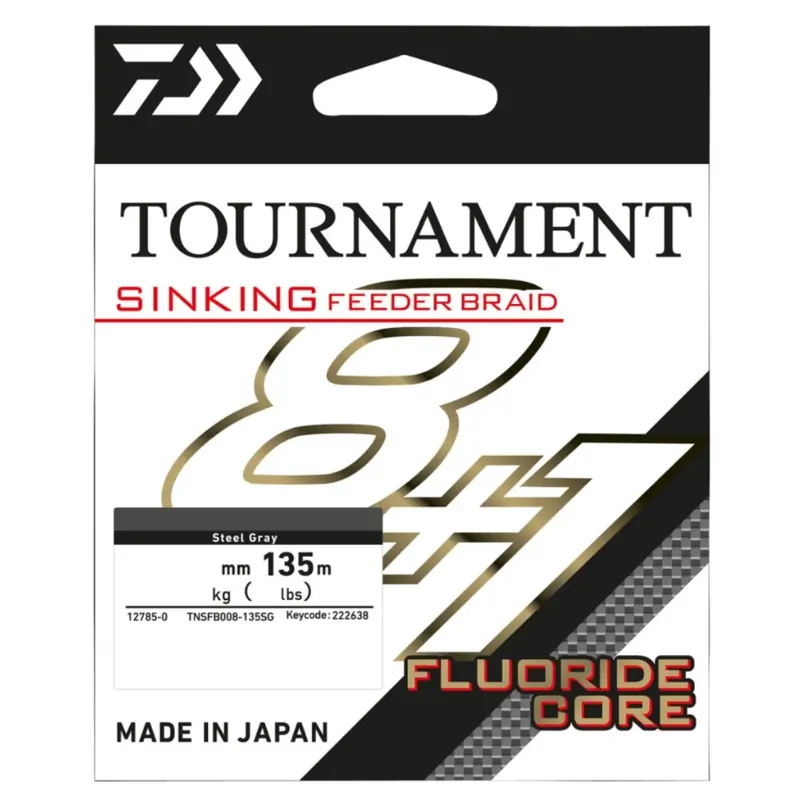Daiwa Tournament Sinking Feeder Braid 8+1 0,14 mm 135 m Grau Vysoce Kvalitní