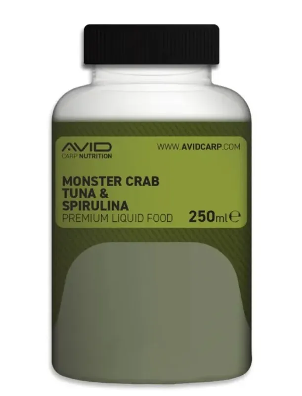 Avid Carp Liquid Food Monster-Crab-Tuna & Spirulina 250ml Autentický