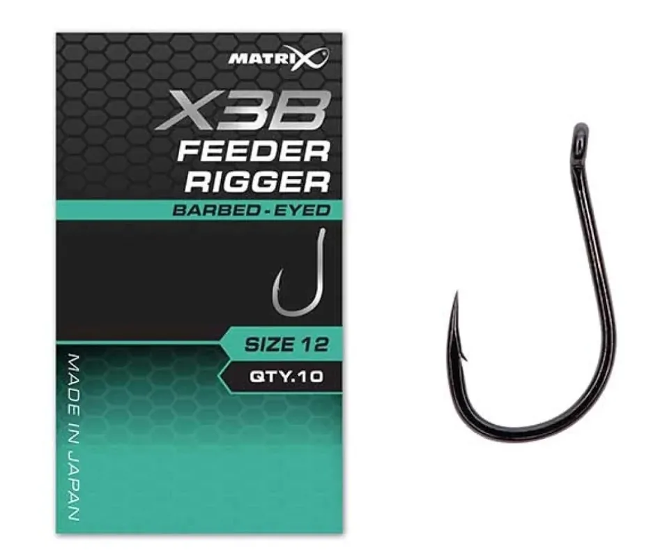 Fox Matrix X3B Feeder Rigger Size 12 Barbed Eyed 10 Stück Cenová Bomba