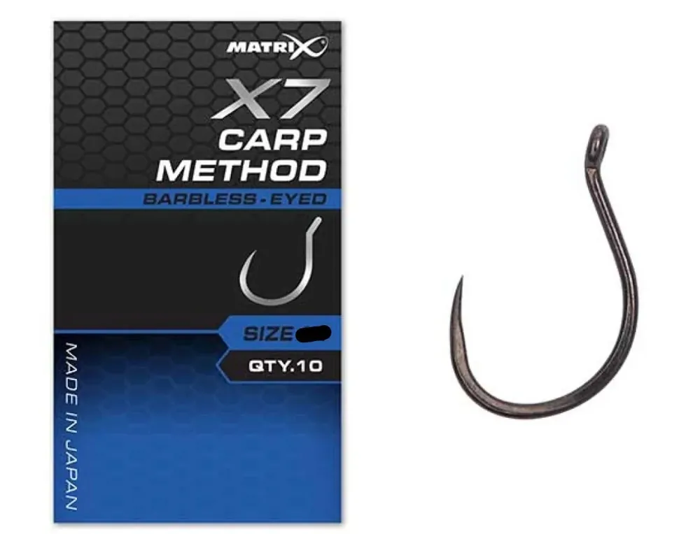 Fox Matrix X7 Carp Method Size 12 Barbless Eyed 10 Stück Hit Sezóny