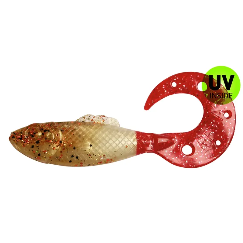Relax Killer Grub 12cm (4") goldperl/desert-sand/red tail 2 Stück Vrácení Zdarma