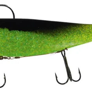 Finální Výprodej Relax Xtra-Soft 23cm Grün (Chartreuse)-Glitter / Schwarz montiert 12/0 20g mit Beihänger