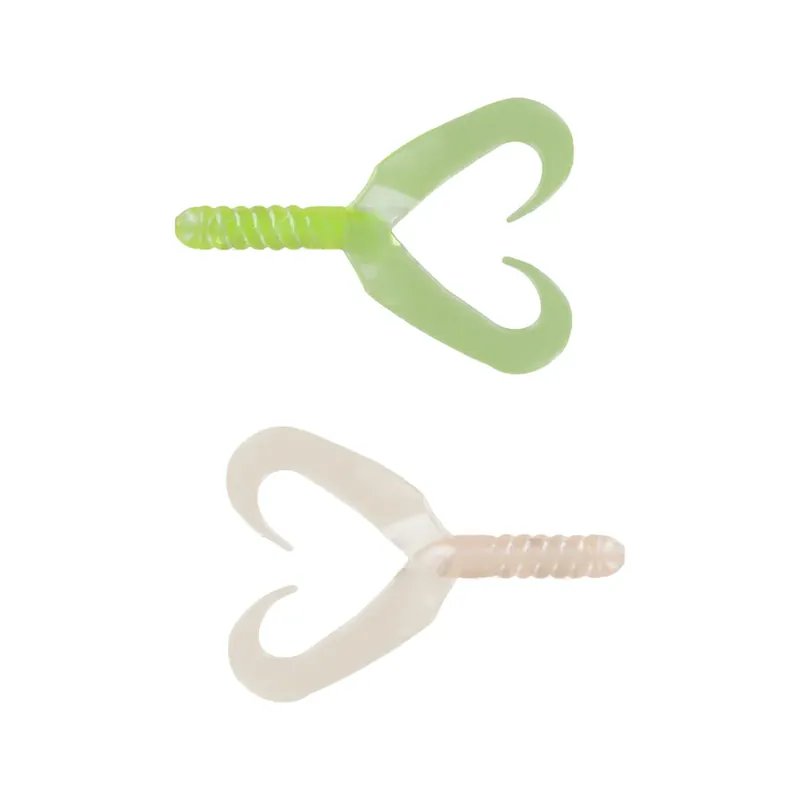 Relax Twin Tail Grub 7cm (2,75") perlweiß fluogelb 5 Stück Super Cena