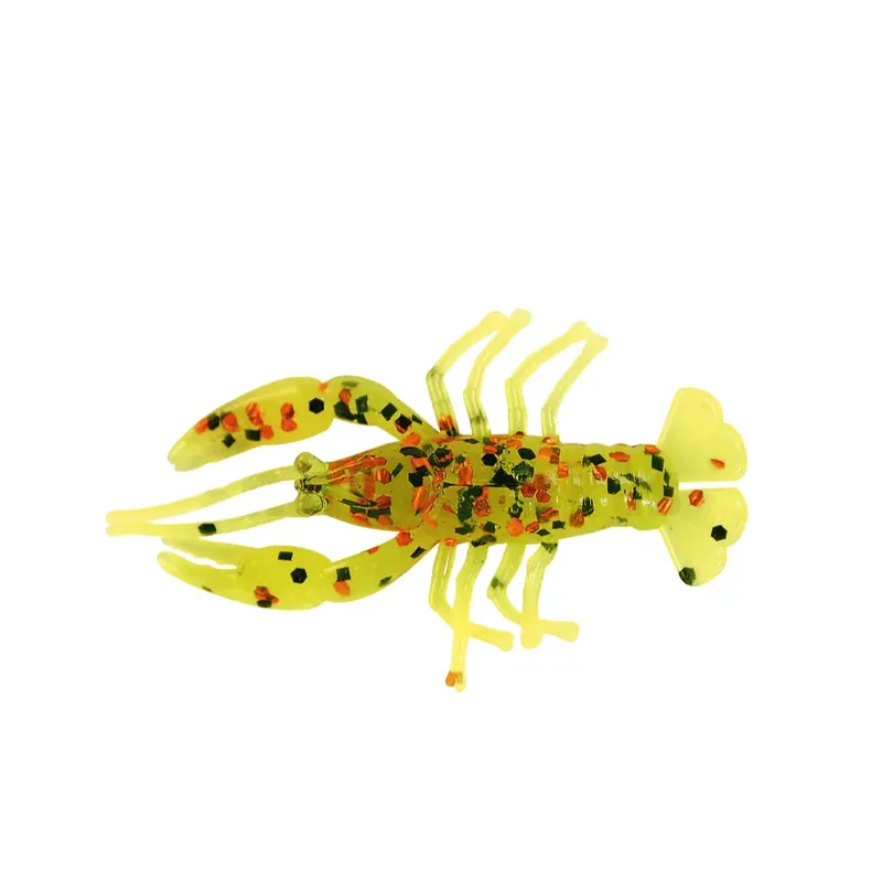 SX Baby Crawfish 6,5cm (2") fluogelb kristall glitter kupfer schwarzer Glitter 5 Stück Ověřený