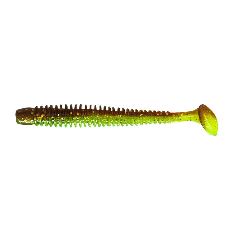 Značkový Relax Texas Shad 10 cm (4") Chartreuse glitter Motoroil glitter 4 Stück