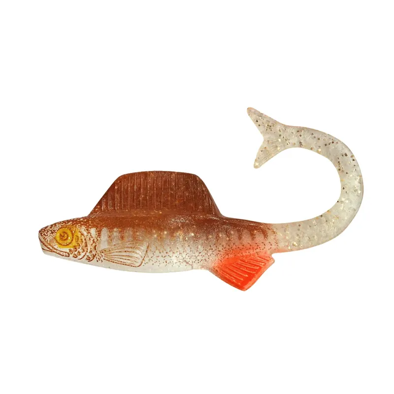 Aktuální SX Supernatural Shad Grub 3,5 cm (1") klar gold Glitter Zander braun Bauch weiß 3 Stück