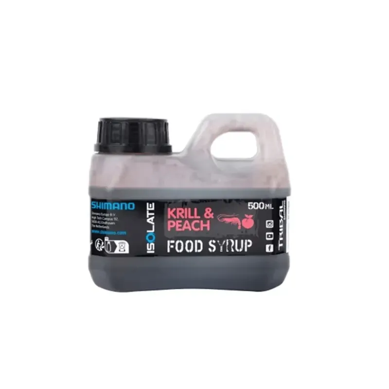 Shimano Tribal Isolate Food Syrup Krill Peach 500ml Hit Sezóny