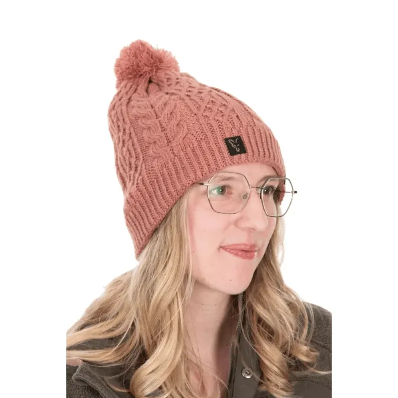 Odeslání Ihned Fox Ladies Knitted Bobble Hat Dusty Rose Pink