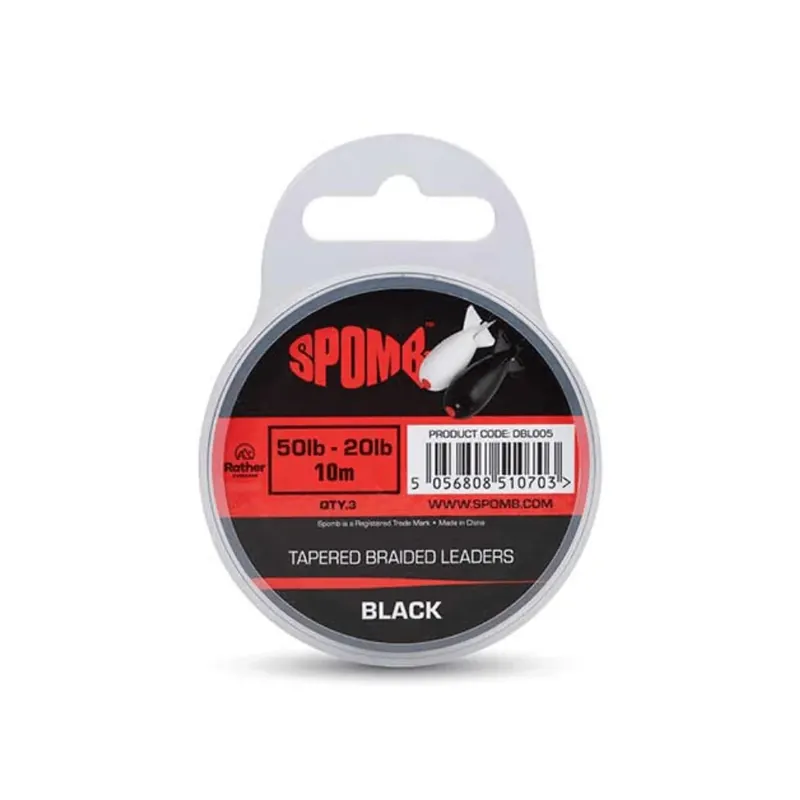 Fox Spomb Tapered Braided Leades Black 50lbs-20lbs Zlevněný