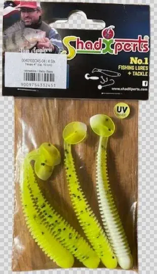 Relax Texas Shad 10cm (4") Reinweiß Baby Bass 4 Stück Kup Teď