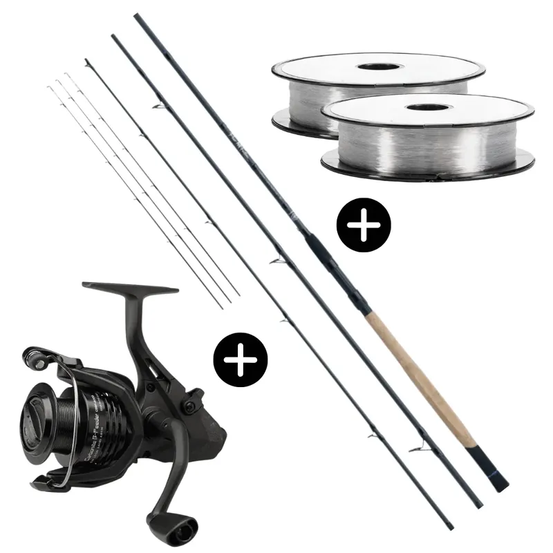 Hit Sezóny Allround Feeder Set WFT Carp Feeder Xtra Strong 400cm 25-100g + Okuma Carbonite B-Feeder 4000 + Go Fish Mono Schnur