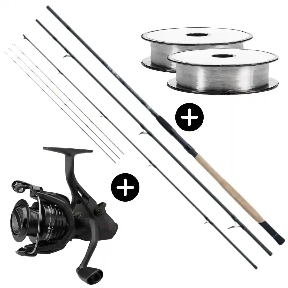 Víkendová Akce Heavy Feeder Set WFT Distance Feeder 420cm 30-135g + Okuma Carbonite B-Feeder 4000 + Go Fish Mono Schnur