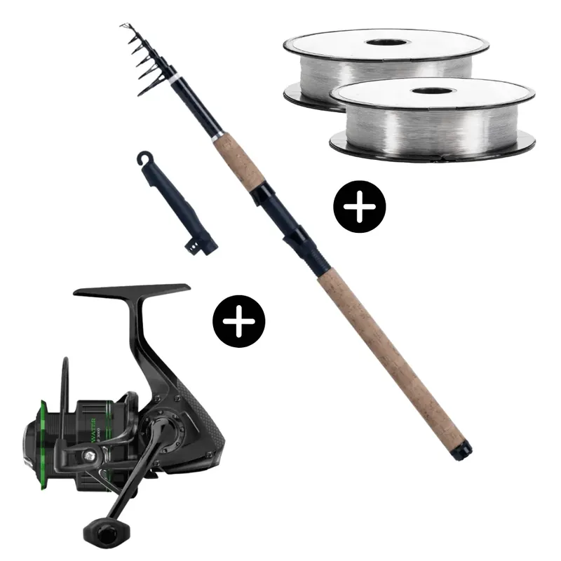 Allround Set WFT XK Bone Tele 360cm 15-75g + Cormoran Cross Water 3000 + Go Fish Mono Karpfen Raubfisch Grundfischen Spinnfischen Posenangeln Expresní Doručení