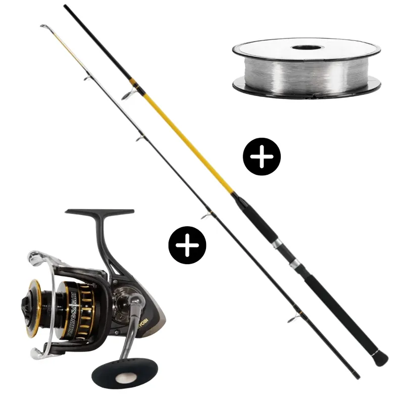 Nová Kolekce Meeres Set WFT Never Crack Senso Pilk 210cm 20-120g + Ryobi Safari 4500 + Go Fish Mono Norwegen Pilken Deadbait Raubfisch