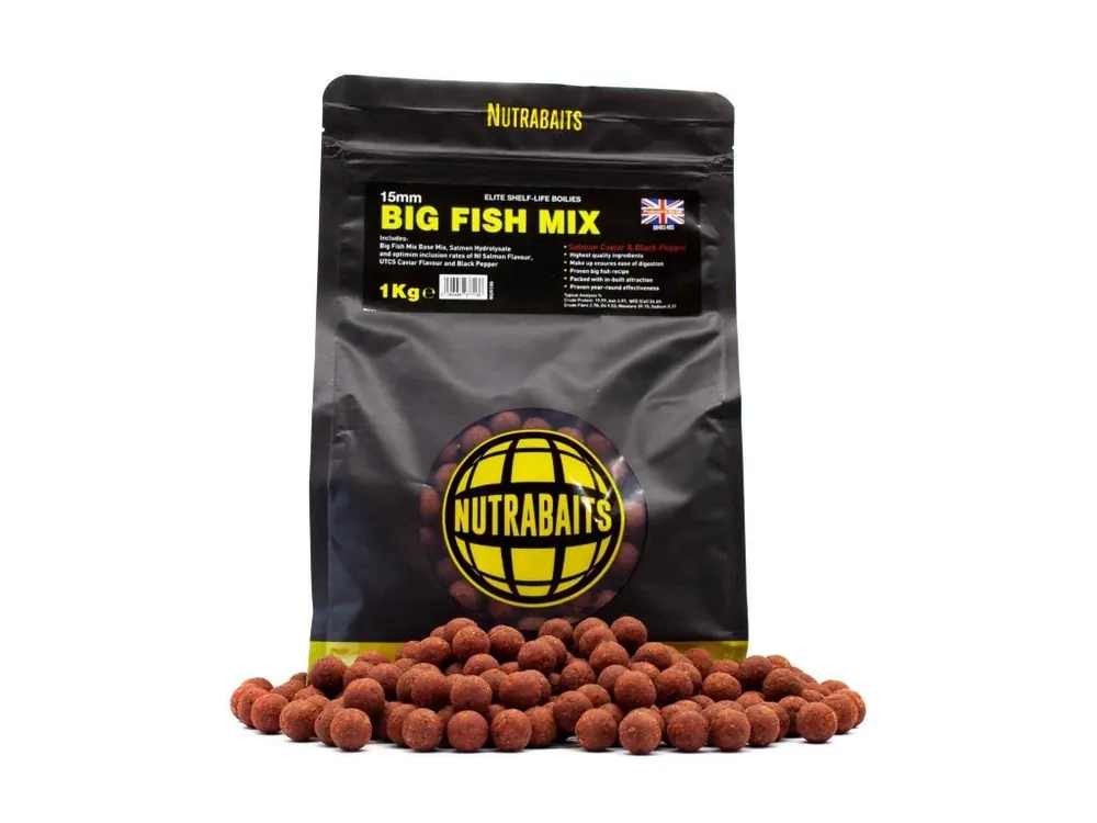 Omezená Nabídka Nutrabaits Boilies Big Fish Mix Losos Kaviár a Černý Pepř