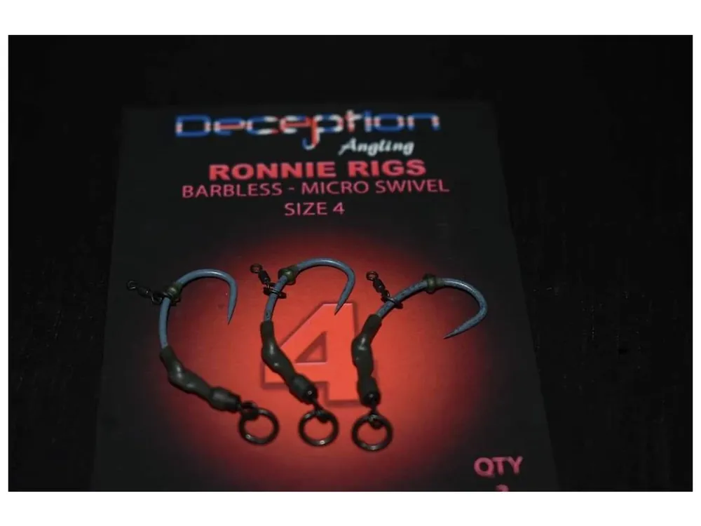 Super Cena Deception Angling Ronnie Rigs (3 per pack) – Barbless with Micro Swivel